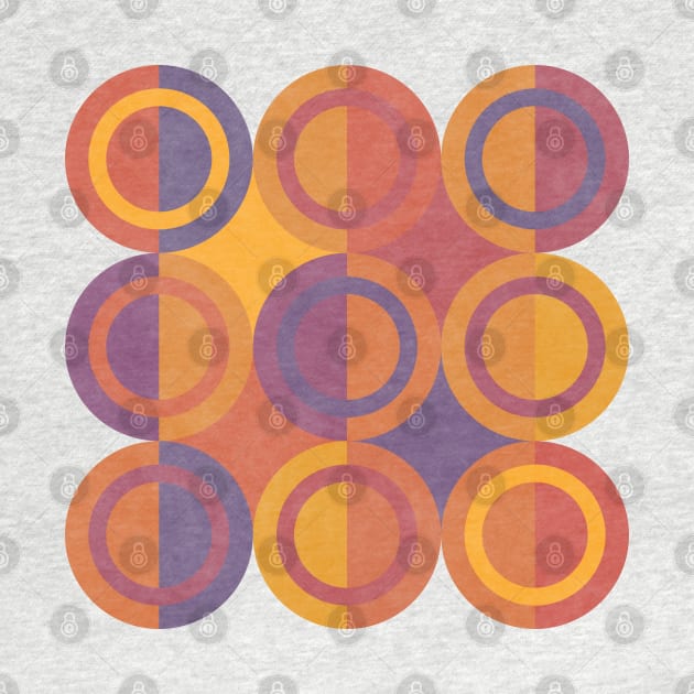 Geometric Shapes Purple Orange Circles by FAROSSTUDIO